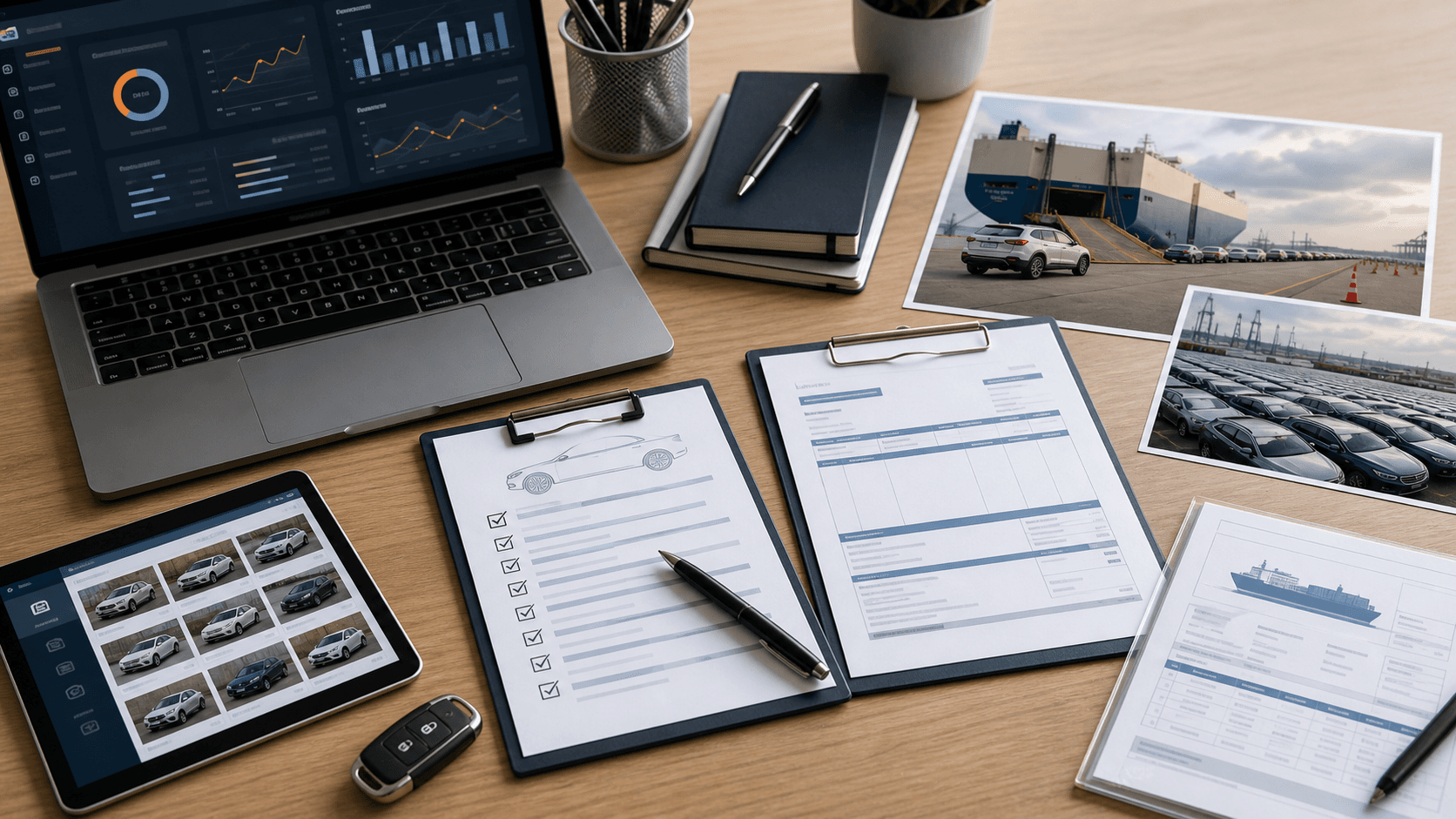 Vehicle export documents and sourcing process materials